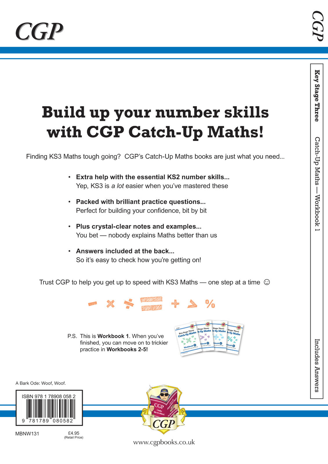 KS3 Maths CatchUp Workbook 1 (with Answers) by CGP Books (Paperback