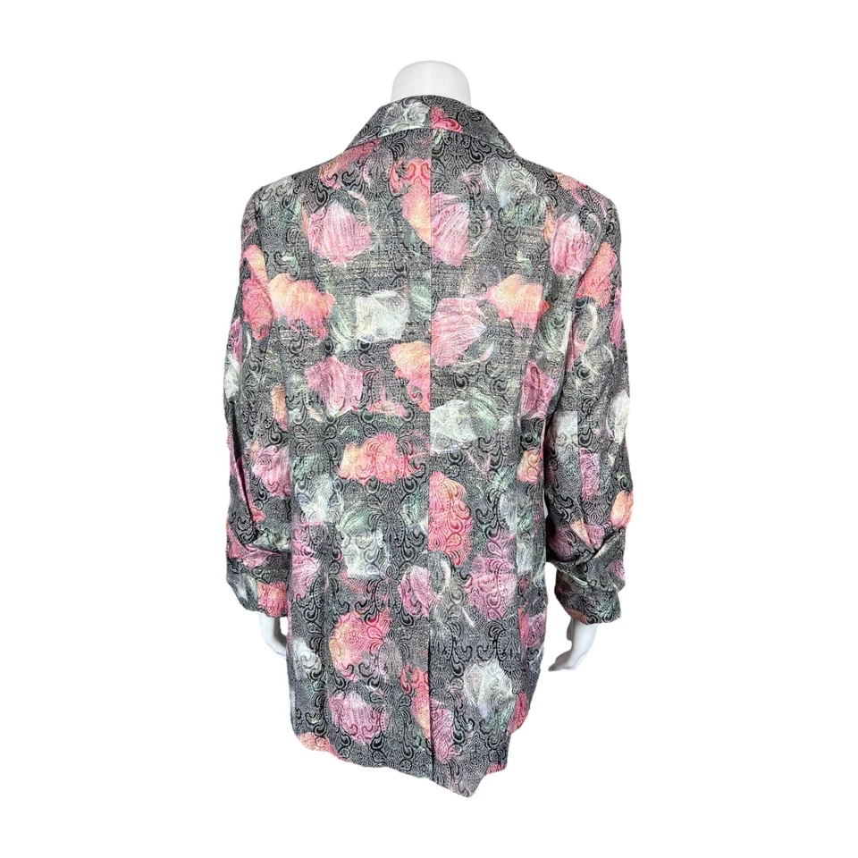 LOGO Lavish by Lori Goldstein Woven Ruched Sleeve Blazer w/ Foil Detail XL Size - Image 2 of 2