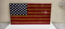 Red Handmade Wooden American Patriotic American Flag Designer Wall Decor