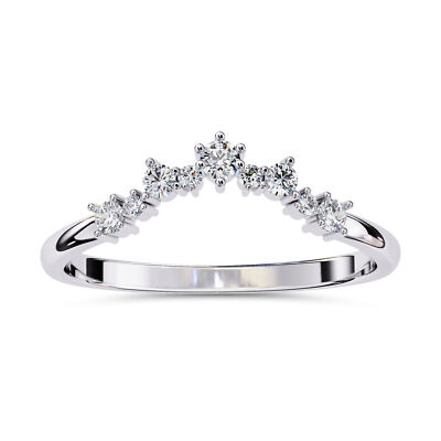 1/4 Ct Round Cut Diamond Curved Wedding Band Ring 14K White Gold Lab Grown