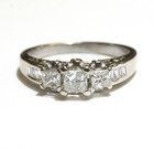 14k white gold .865ct 3 stone princess diamond engagement ring band 5g natural 7 — photo 3