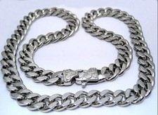 Huge 15mm wide Stainless Steel Silver Cuban Curb Chain Necklace 24'' Men Jewelry