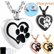 Paw Print Urn Necklace for Ashes Cat Dog Ash Pendant Memorial Cremation Jewelry