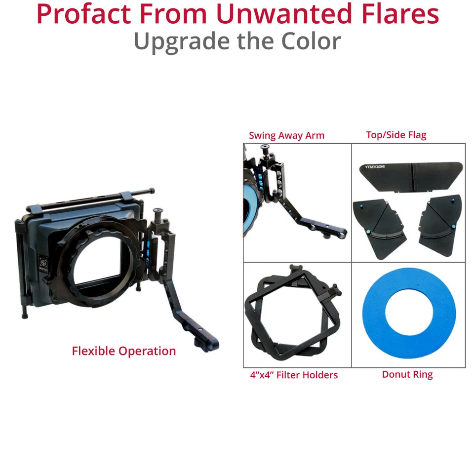 SHOOTVILLA Jaula para Cámara 9” Kit de Hombro con Swing Away Caja Mate y Sigue el Enfoque Foto 4 de 4