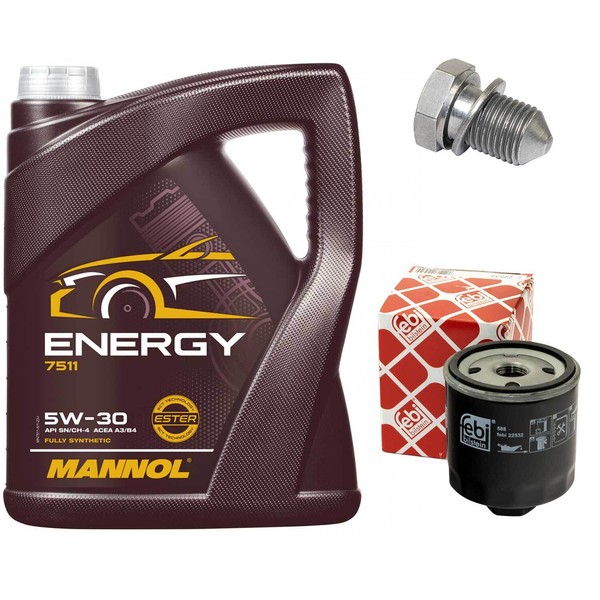 MotoröL Set 5W-30 5 Liter + ÖLfilter + ÖLablassschraube FüR Seat Toledo Ibiza-image