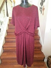 Ava & Viv Dress Burgundy New Stretchy Short Sleeves Criss Cross Front Size 2X