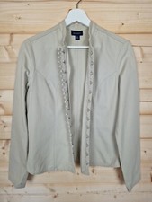 Witchery Womens Denim Jacket Ecru Ivory 100% Cotton Medium Long Sleeve
