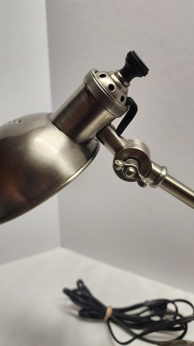 Pottery Barn 3 Way Adjustable Task Desk Lamp Silver Heavy Vintage - Picture 8 of 10