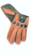 Men's Driving Green  Cognac Real Napa Leather Handmade Gloves