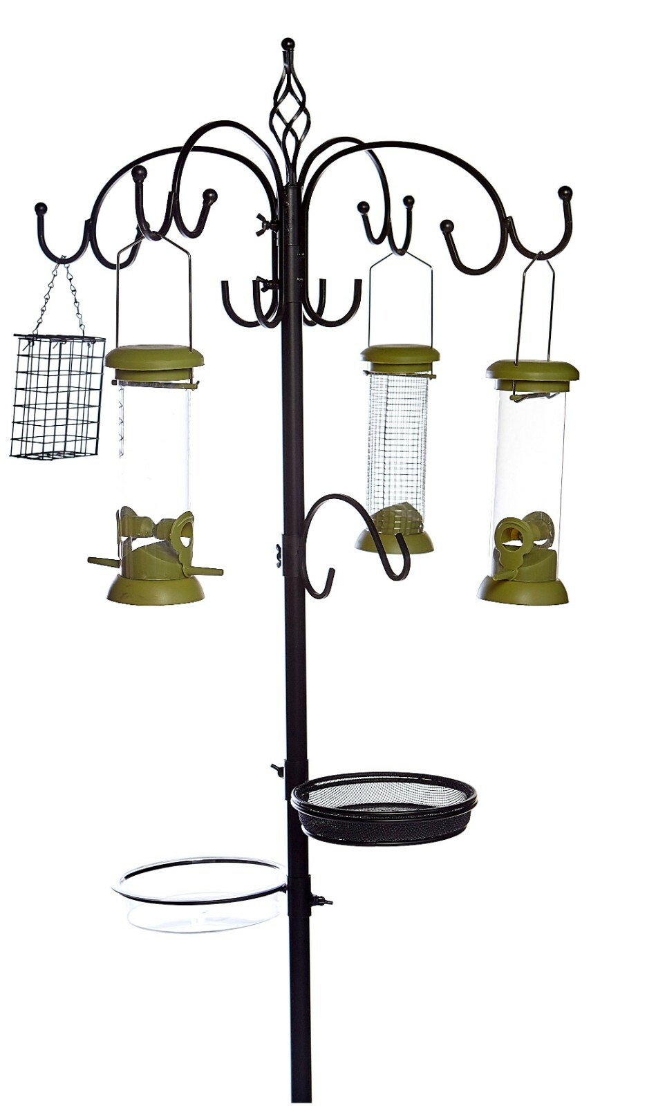 Metal Garden Wild Bird Feeding Station Complete With 4 Feeders Mesh & Water Dish