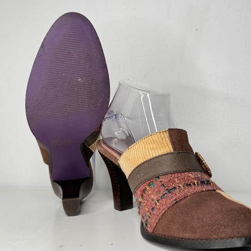 Kenzie Shoes Womens Size 9 Touch Patckwork Leather Suede Corduroy & Fabric Mules - Picture 6 of 9