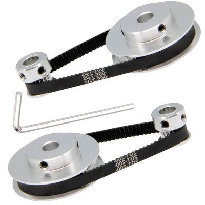 2 PCS Set GT2 Synchronous Wheel 20 & 60 Teeth 8mm Bore Aluminum Pulley Belt