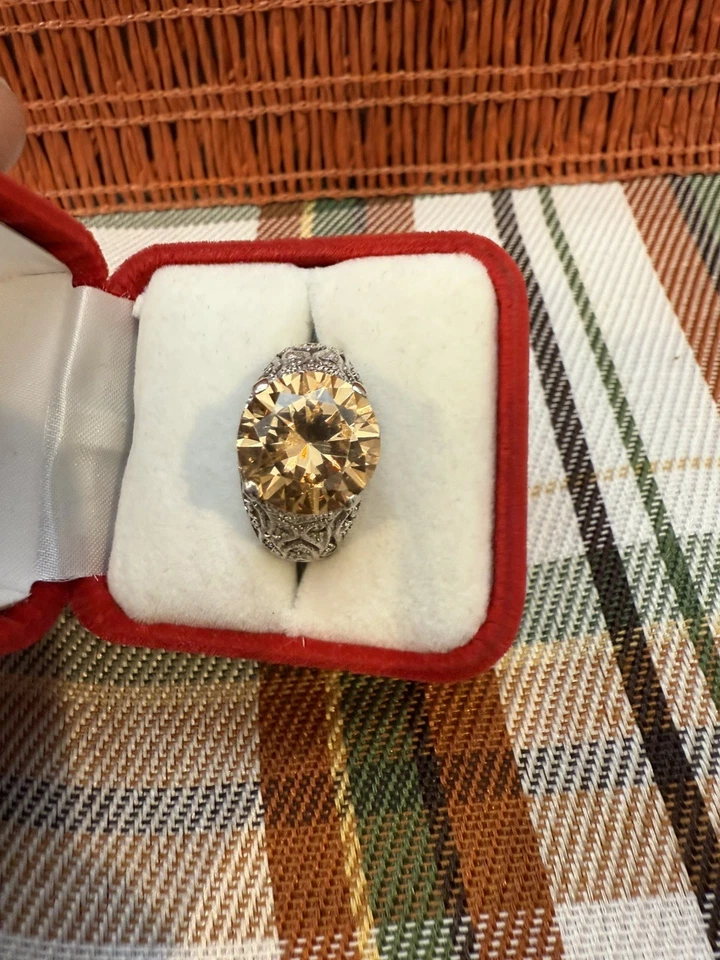 Anillo Joseph Esposito ESPO Plata de Ley 925 Jubileo Rosa Champagne Talla 7.25 Foto 2 de 4