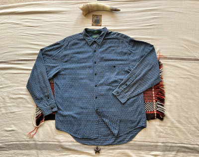 LVC OG Made USA Levi s Shirt XL Big E Vintage Clothing 52  Blue Fancy Weave Twil