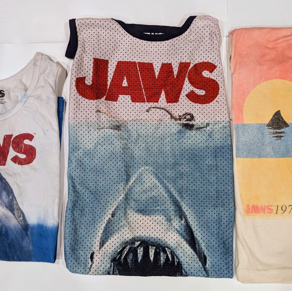 Jaws Tank Top Shark Horror Movie 50 Vintage Shirt Large Lot Of 3 - Image 3 of 4