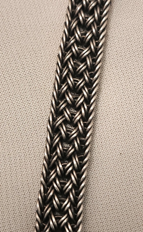 RARO Collar Lois Hill Plata 925 Elegante Tejido Hebilla 60 gm 17.5" Foto 3 de 4