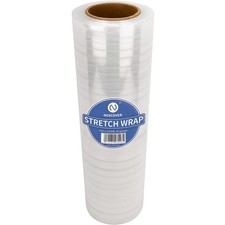 18 Inch Stretch Wrap - 1200 Feet  60 Gauge, 1 Roll Clear Plastic Self-adheri...