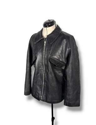 1950s Italian Army Leather Motorcycle Jacket Mens 48 Giusti Roma