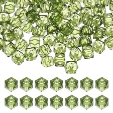 8mm Acrylic Cube Faceted Beads, 300 Pcs Diamond Spacer Beads, Grass Green
