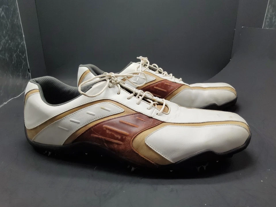 Zapatos de golf FootJoy SuperLites 58092 para hombre talla 14M marrón y blanco Foto 2 de 4