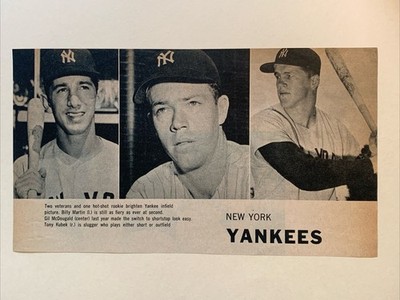 Billy Martin Tony Kubek Gil McDougald Yankees 1957 Baseball All Star 5X8 Panel