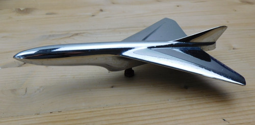 Vintage 1954 Ford Crestline Delta Wing Plane Chrome Hood Ornament Airplane