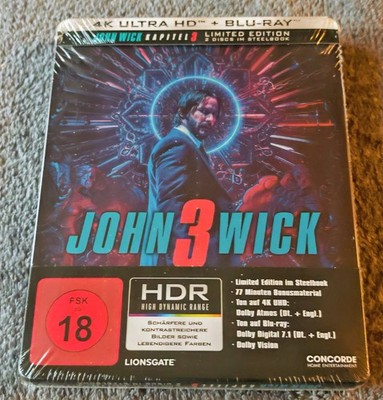JOHN WICK KAPITEL 3 LIMITED 4K STEELBOOK UHD + BLU-RAY DOLBY ATMOS OOP RAR NEU