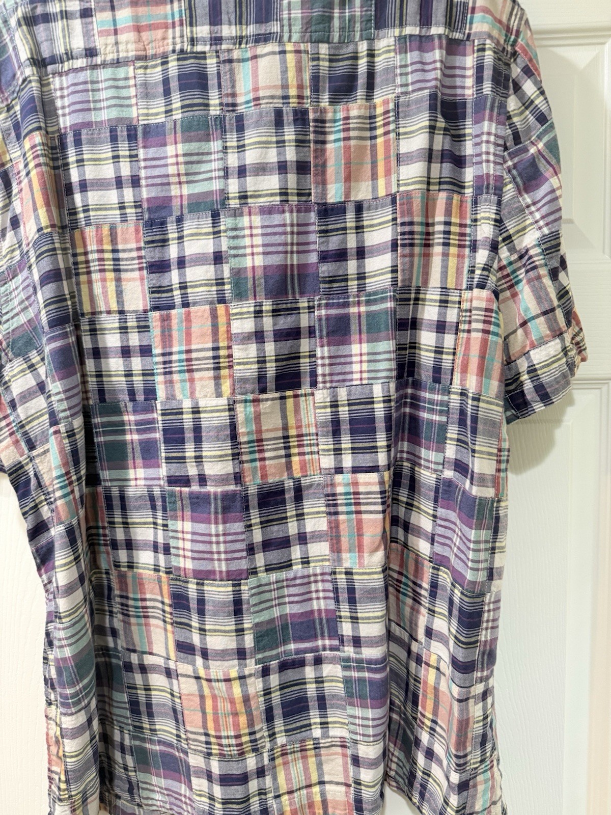 Pre-Owned Lucky Brand Men's Cotton Patchwork Madras  X Large Short Sleeve Shirt