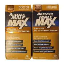 2 x Ageless Male Max Testosterone Nitric Oxide Booster 120 Total Capsules Sealed