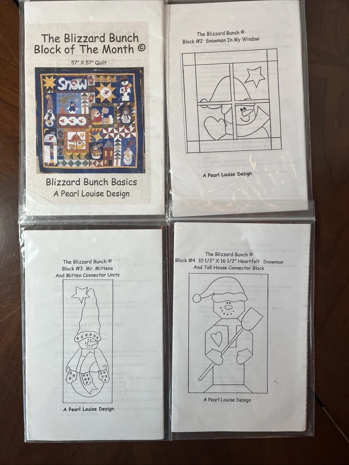 Blizzard Bunch Block of the Month 12 Patterns Pearl Louise 57"x57" Snowman Quilt - Image 3 of 4