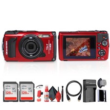 OM SYSTEM Tough TG-7 Digital Camera Red Bundle