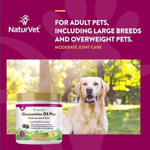 NaturVet GLUCOSAMINE - DS Plus MSM and Chondroitin Soft Chews for Dogs 120 COUNT