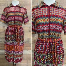Vintage 1960s Mod Geometric Dress 44  Bust /44  Waist