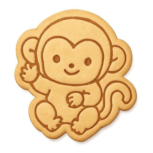 Waving Chibi Macaque Cookie Cutter & Stamp - 4x3.6 - Afbeelding 2 van 5