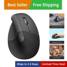 Lift Vertical Ergonomic Mouse, Wireless Bluetooth or USB Receiver, Quiet Clic...
