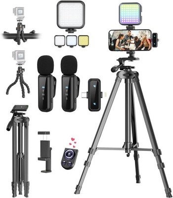 Vlogging Kit for iPhone Android, Content Creator Essentials with Wireless
