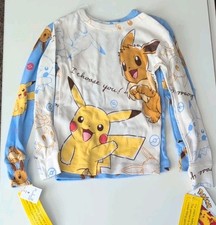 Blue and White Pikachu and Eevee Kids Shirt Pajamas Size 4 NWT SHIRTS ONLY