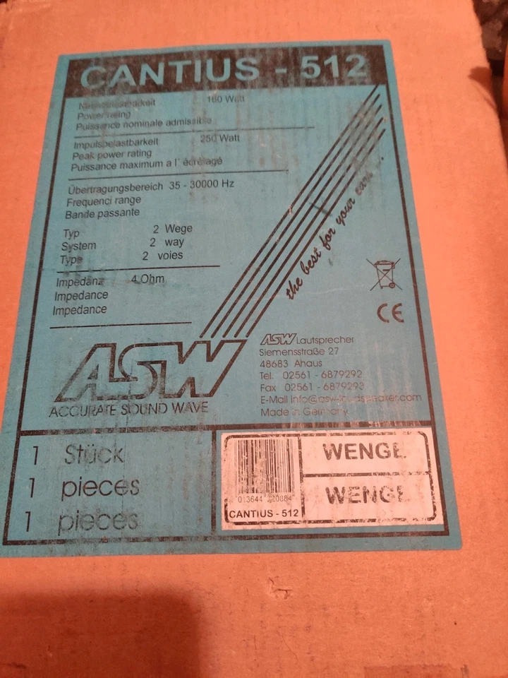 ASW CANTIUS 512 Wenge - Standlautsprecher Stück - Bild 2 von 2