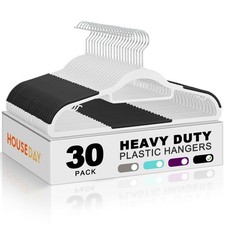 Quality Plastic Hangers 30 Pack, Non Slip Plastic Clothes Hangers White, Ultr...