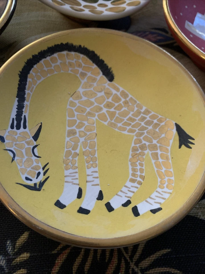 Waylande Gregory Studios 4 cuencos decorativos negro blanco oro rojo amarillo hechos a mano Foto 2 de 4