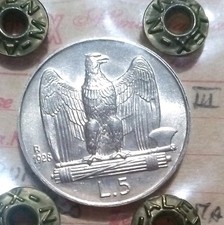 5 Lire Aquilino 1928 1 Rosetta   FDC Sigillata Falciatori  Arg 5 Gr Com Subito 