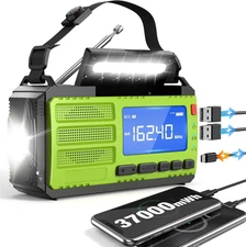 Hand Crank Emergency Radio Solar Powered Weather Alert AM FM NOAA w/ Flashlight