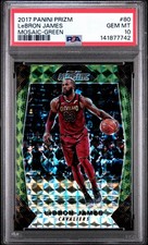 LEBRON  2017-18 PANINI  PRIZM MOSAIC GREEN CARD #80 PSA 10  🔥