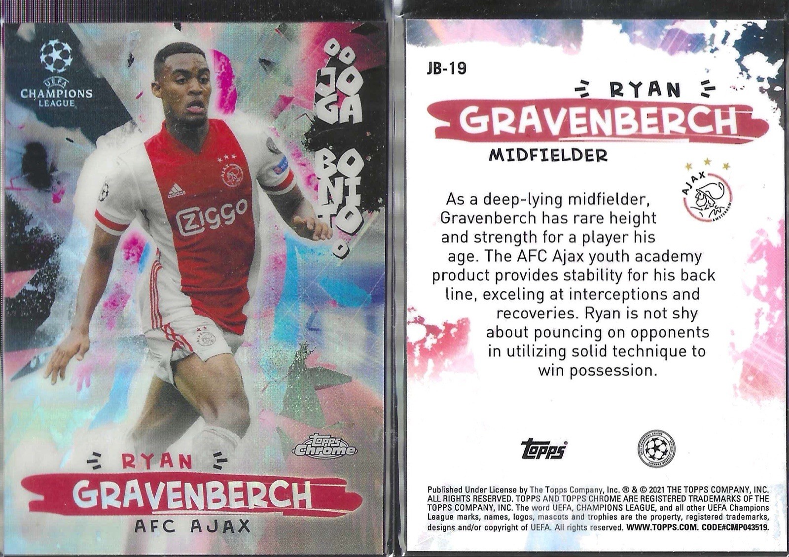 2020-21 Topps Chrome UCL Joga Bonito Ryan Gravenberch #JB-19 Rookie RC