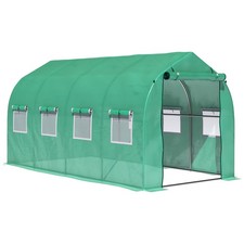 Image of Outsunny 4 x 2 M Walk in Polytunnel Greenhouse with Roll-up Zipped Door