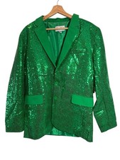 Men's Green Sequin Blazer Jacket Party Leprechaun St Patricks Day Medium NWT