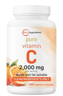High Potency Vitamin C 2000mg - 240 Veggie Capsules for Immune Support