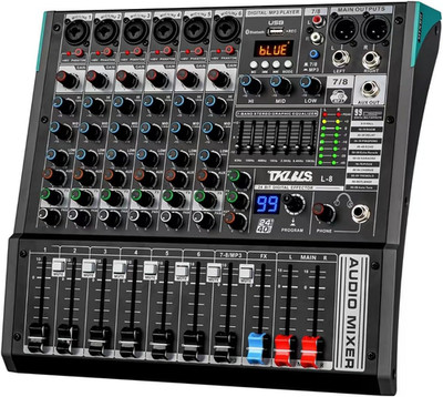 8 Channel Streaming Audio Mixer, Sound Board Mixing Console with USB Interface,