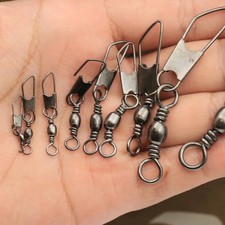 100pcs Fishing Rolling Swivel with Safety Snap Quick Change Snaps Connector