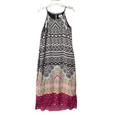 Old Navy Black White Geometric Print Sleeveless Maxi Dress Bohemian Womens Small